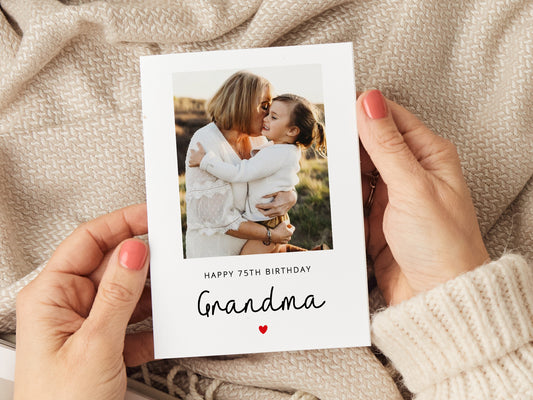 Grandma birthday card which reads 'happy birthday grandma' and is personalised with a photo.