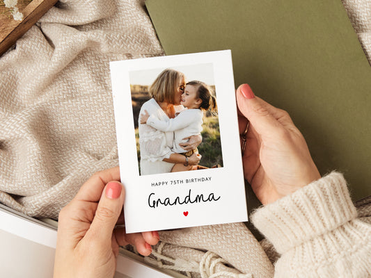 Grandma birthday card which reads 'happy birthday grandma' and is personalised with a photo.