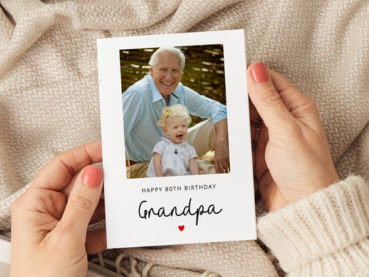 Grandpa birthday card which reads 'happy birthday grandpa' personalised with a photo.