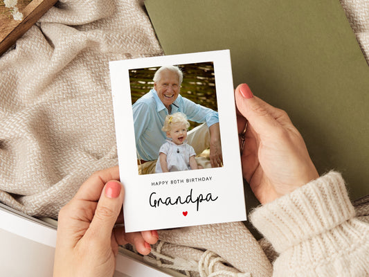 Grandpa birthday card which reads 'happy birthday grandpa' personalised with a photo.