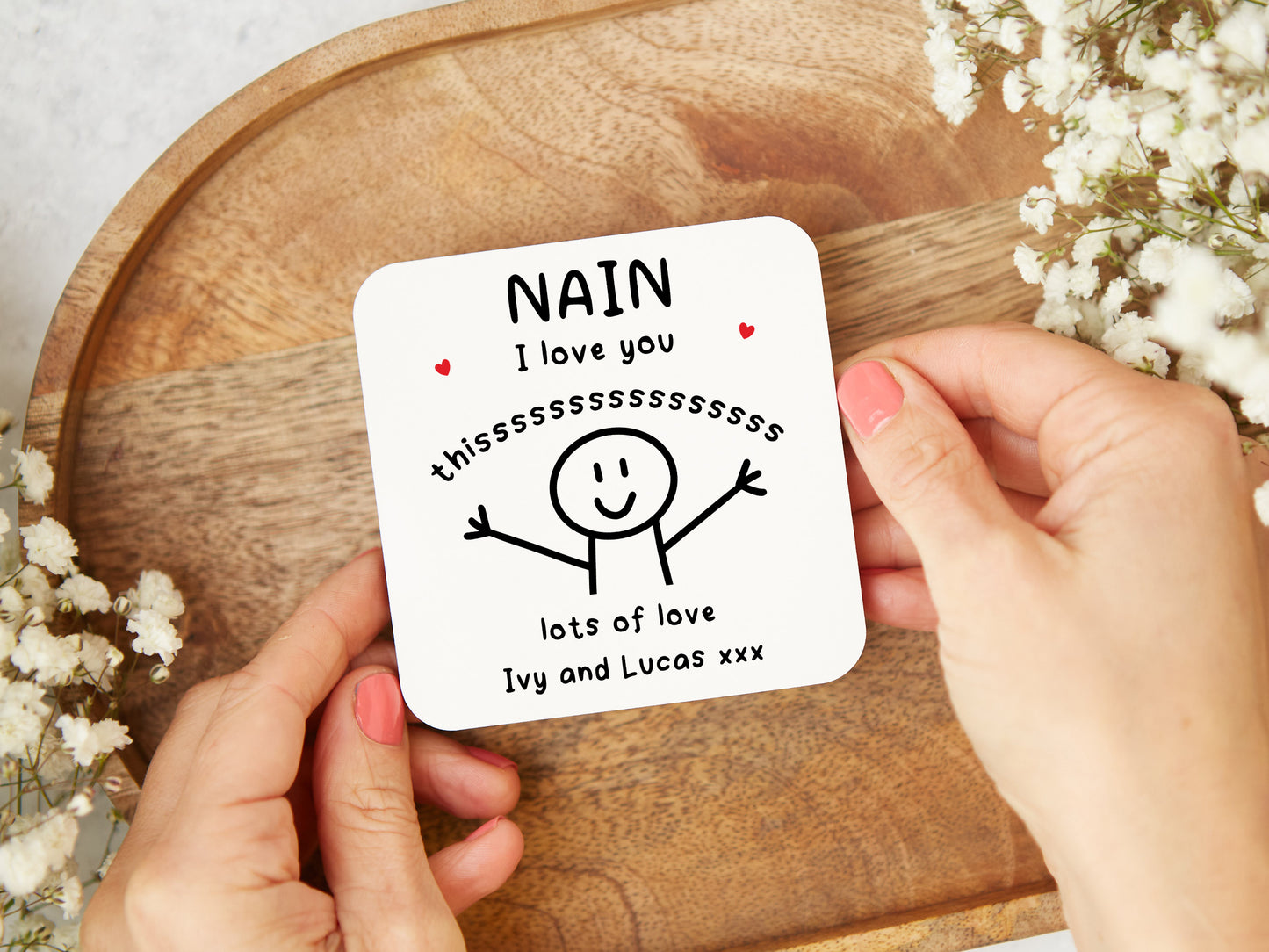 Personalised "Nain I Love You This Much" Coaster