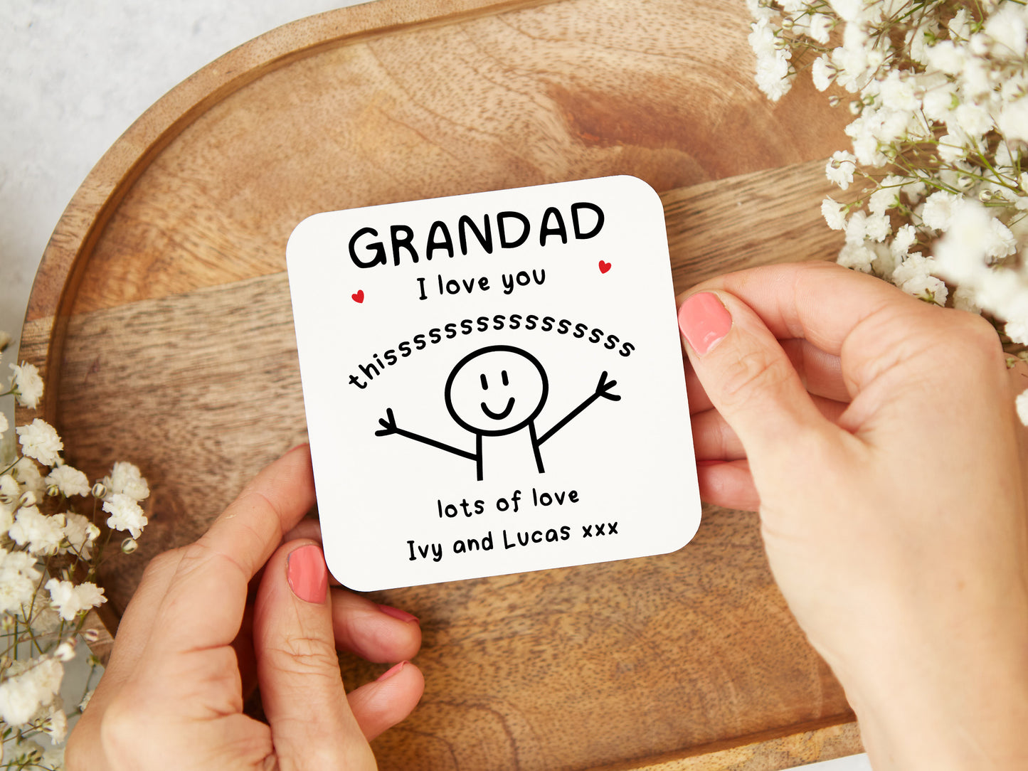 Personalised "Grandad I Love You This Much" Coaster