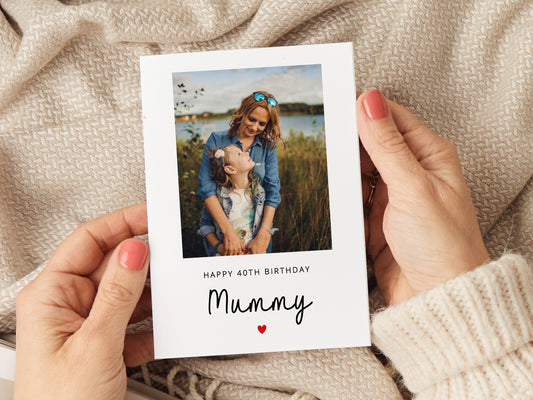 Mummy birthday card which reads 'happy birthday mummy', personalised with a photo.