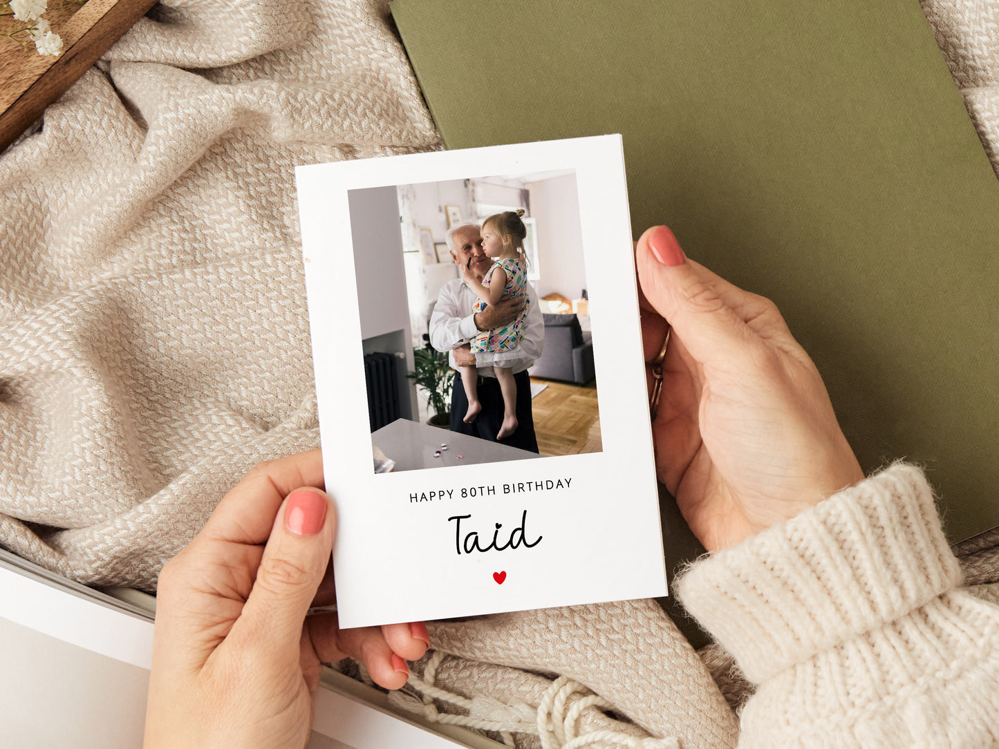 Taid birthday card which reads 'happy birthday taid', personalised with a photo.