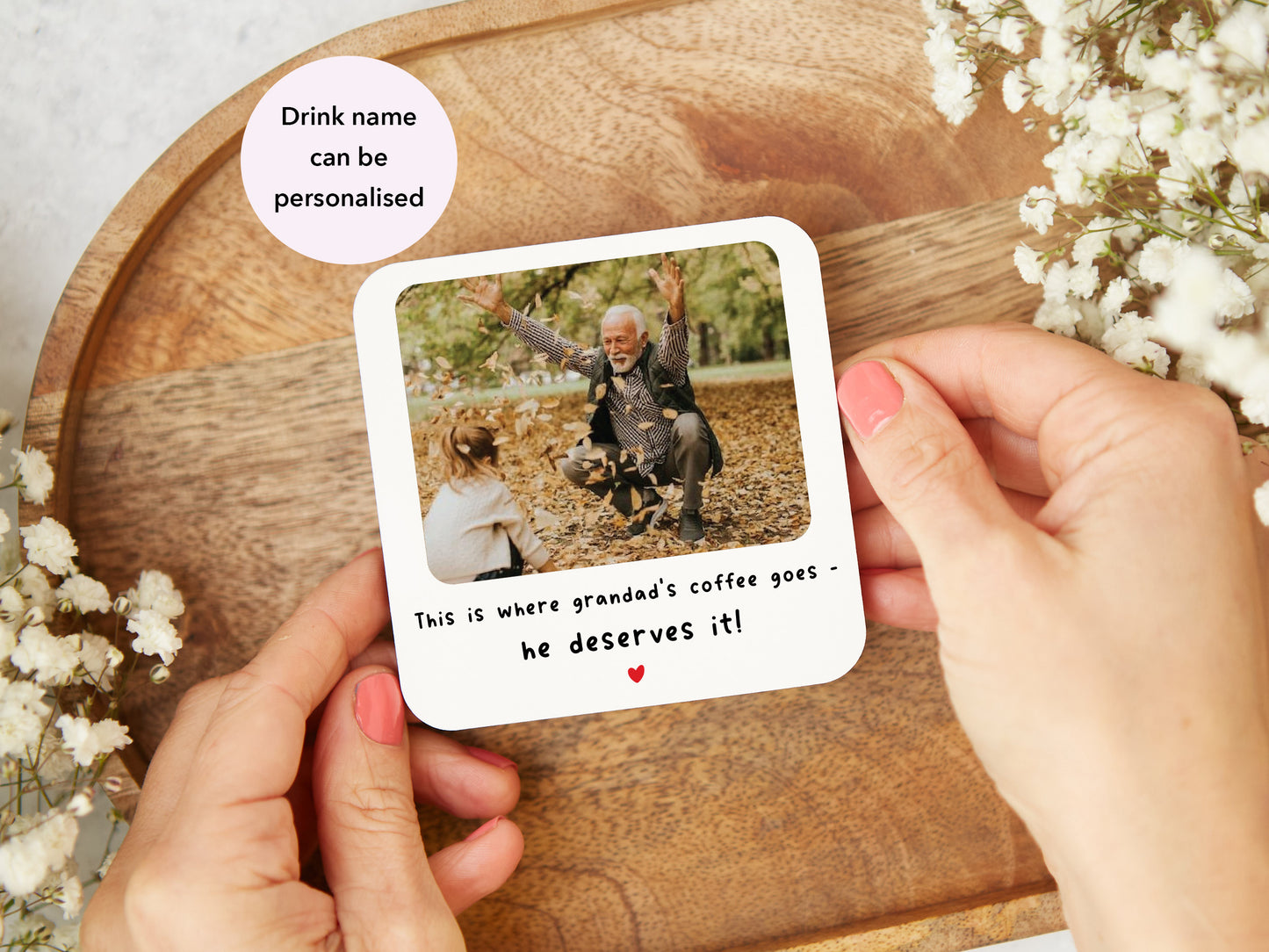 Personalised "This Is Where Grandad's Coffee Goes" Coaster