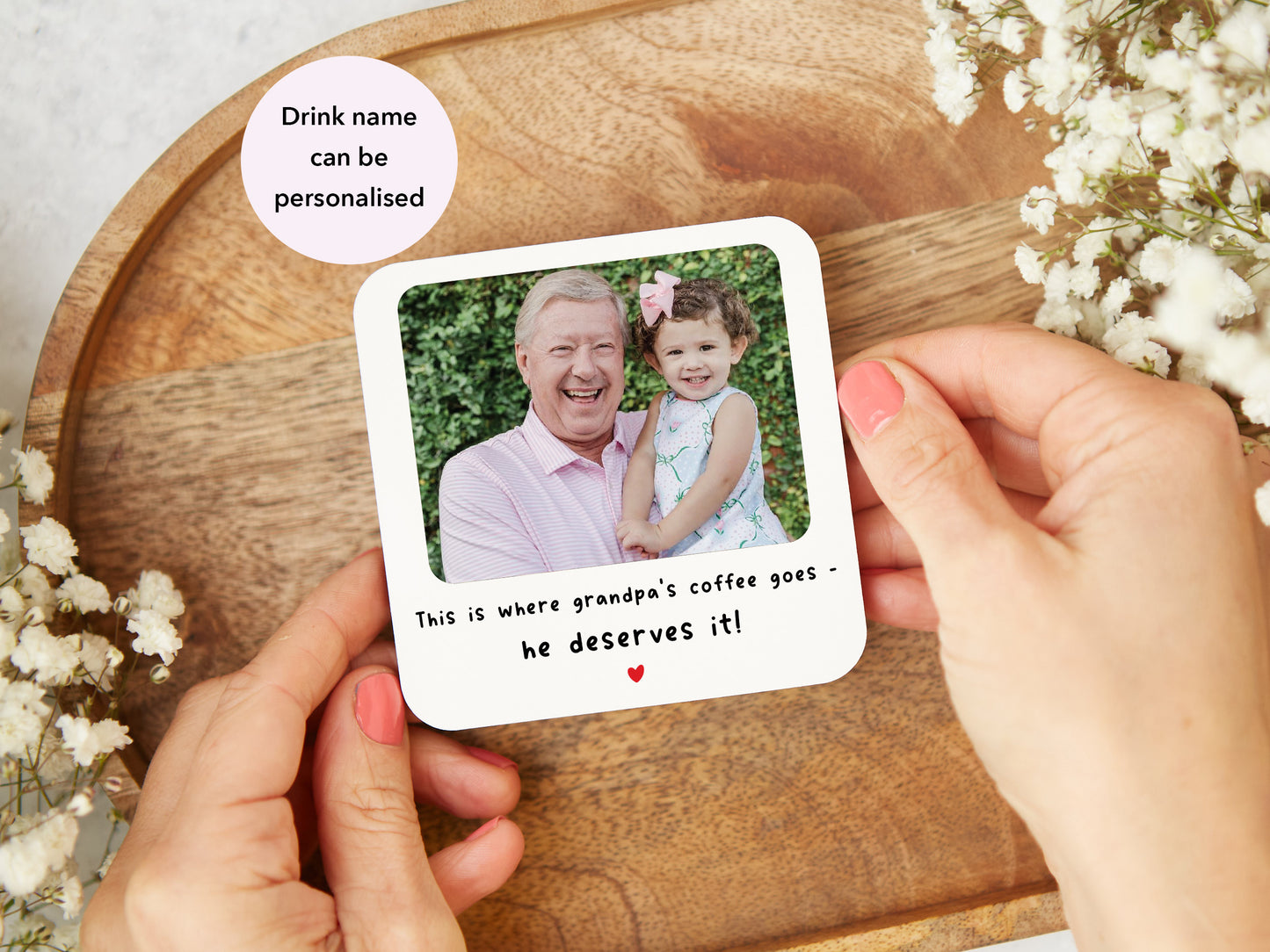 Personalised "This Is Where Grandpa's Coffee Goes" Coaster