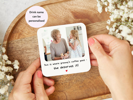 Personalised "This Is Where Granny's Coffee Goes" Coaster