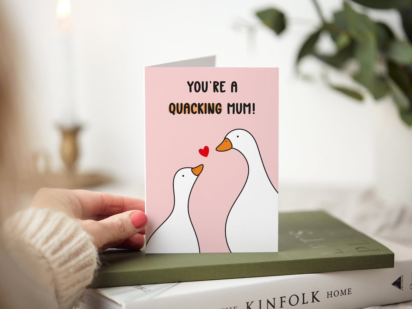 Mum card which reads 'you're a quacking mum' with two ducks.